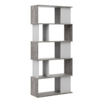 Maze Open Bookcase 4 Shelves in Concrete and White 