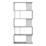 Maze Open Bookcase 4 Shelves in Concrete and White 