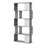 Maze Open Bookcase 4 Shelves in Concrete and White 