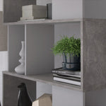 Maze Open Bookcase 4 Shelves in Concrete and White 