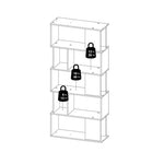Maze Open Bookcase 4 Shelves in Concrete and White 