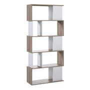 Maze Open Bookcase 4 Shelves in Jackson Hickory Oak and White 
