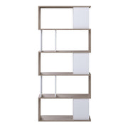 Maze Open Bookcase 4 Shelves in Jackson Hickory Oak and White 