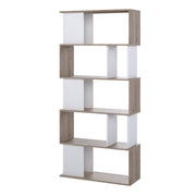 Maze Open Bookcase 4 Shelves in Jackson Hickory Oak and White 