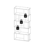 Maze Open Bookcase 4 Shelves in Jackson Hickory Oak and White 