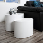 Mice Oval Coffee Table in White Set of 2 