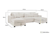 Camden Sofa Bed - Beige U Shape Corner - 312 x 166 x 166 CM
