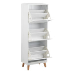 Mitra Shoe Cabinet 3 Flip Down Doors in White 