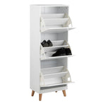 Mitra Shoe Cabinet 3 Flip Down Doors in White 