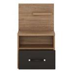 Monaco 1 drawer bedside with open shelf (RH) in Oak and Black 