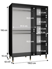 Mora II Sliding Door Wardrobe 150cm 