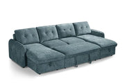 Moscow U Shape Corner Sofa Bed - Blue Fabric - Pull Out