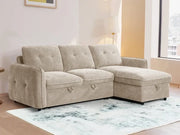 Moscow Universal Corner Sofa Bed - Beige Fabric - Pull Out