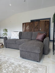 Moscow Universal Corner Sofa Bed - Brown Fabric - Pull Out
