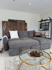 Moscow Universal Corner Sofa Bed - Brown Fabric - Pull Out