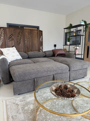 Moscow Universal Corner Sofa Bed - Brown Fabric - Pull Out