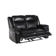 Myra Black Faux Leather 2 Seater Manual Recliner Sofa