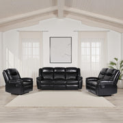 Myra Black Faux Leather 3+2+1 Seater Manual Recliner Sofa Set
