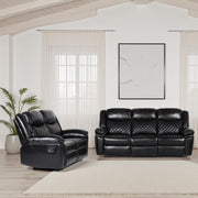 Myra Black Faux Leather 3+2 Seater Manual Recliner Sofa Set