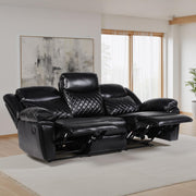 Myra Black Faux Leather 3 Seater Manual Recliner Sofa