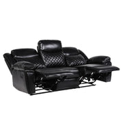 Myra Black Faux Leather 3 Seater Manual Recliner Sofa