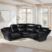 Myra Black Faux Leather Manual Recliner Corner Sofa