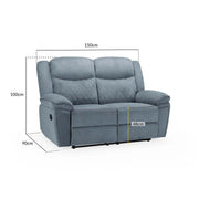 Myra Grey Fabric 2 Seater Manual Recliner Sofa
