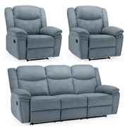 Myra Grey Fabric 3+1+1 Seater Manual Recliner Sofa Set