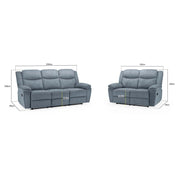 Myra Grey Fabric 3+2 Seater Manual Recliner Sofa Set