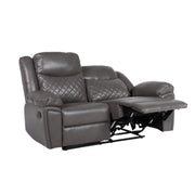 Myra Grey Faux Leather 2 Seater Manual Recliner Sofa