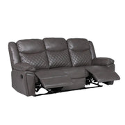 Myra Grey Faux Leather 3 Seater Manual Recliner Sofa