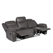 Myra Grey Faux Leather 3 Seater Manual Recliner Sofa