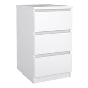 Naia 3 Piece Bundle, Bedside, Chest and 2 Door 1 Drawer Wardrobe in White High Gloss 