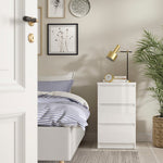 Naia 3 Piece Bundle, Bedside, Chest and 2 Door 1 Drawer Wardrobe in White High Gloss 