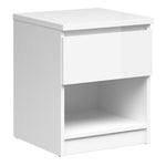 Naia Bedside 1 Drawer 1 Shelf in White High Gloss 