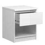 Naia Bedside 1 Drawer 1 Shelf in White High Gloss 