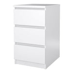 Naia Bedside 3 Drawers in White High Gloss 