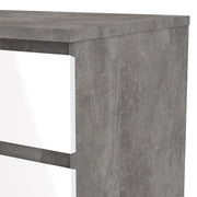 Naia Chest of 5 Drawers in Concrete and White High Gloss 