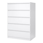 Naia Chest of 5 Drawers in White High Gloss 