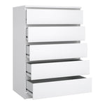 Naia Chest of 5 Drawers in White High Gloss 