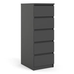 Naia Narrow Chest of 5 Drawers in Black Matt 