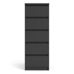 Naia Narrow Chest of 5 Drawers in Black Matt 