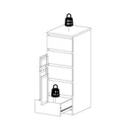 Naia Narrow Chest of 5 Drawers in Black Matt 