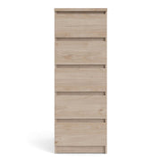 Naia Narrow Chest of 5 Drawers in Jackson Hickory Oak 