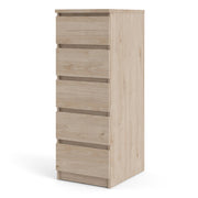 Naia Narrow Chest of 5 Drawers in Jackson Hickory Oak 