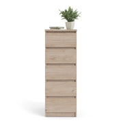 Naia Narrow Chest of 5 Drawers in Jackson Hickory Oak 