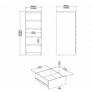 Naia Narrow Chest of 5 Drawers in Jackson Hickory Oak 