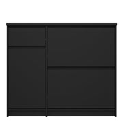 Naia Shoe Cabinet with 2 Flip Down Doors 1 Door and 1 Drawer in Black Matt 