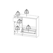 Naia Shoe Cabinet with 2 Flip Down Doors 1 Door and 1 Drawer in Concrete and White High Gloss 