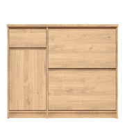 Naia Shoe Cabinet with 2 Flip Down Doors 1 Door and 1 Drawer in Jackson Hickory Oak 